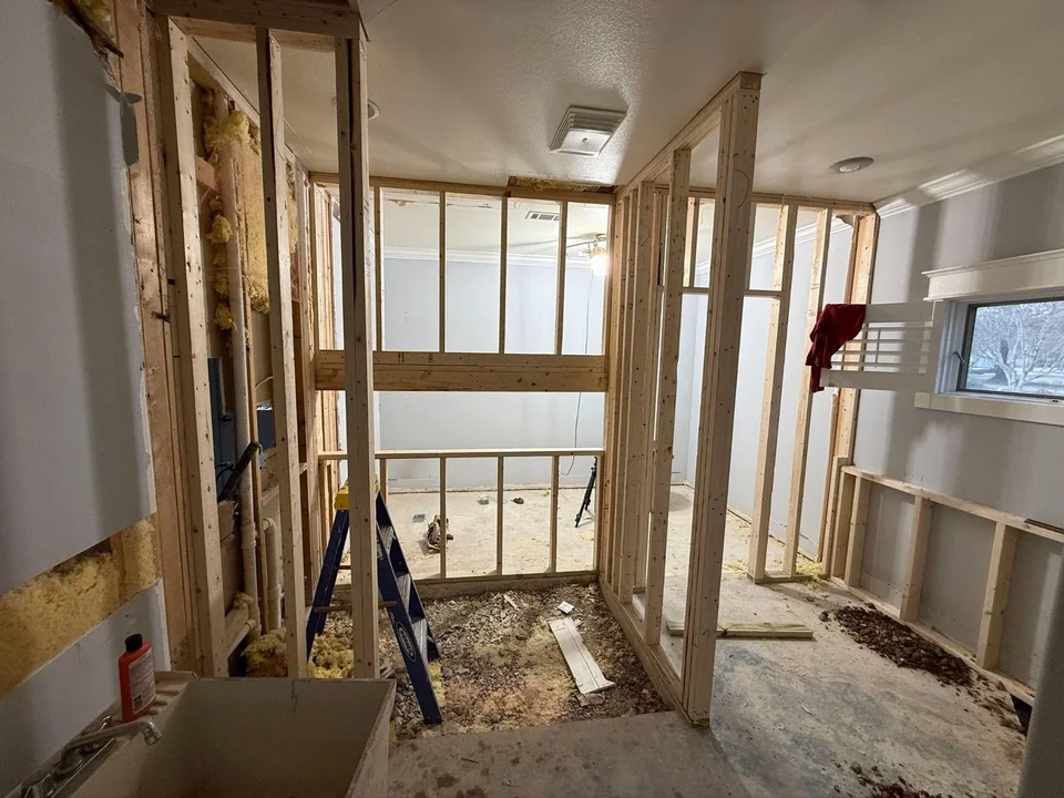 Sanchez Way: Interior framing during construction